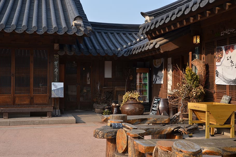 casa de madera marrón, hanok, namsan, seúl, república de corea, corea, palacio de gyeongbok, escuela vieja, coreana, ciudad prohibida