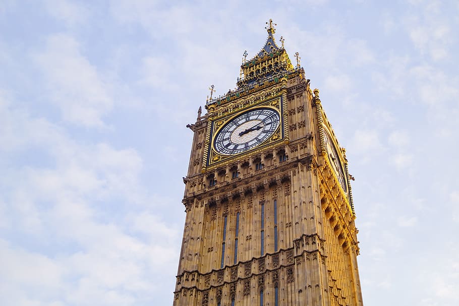 architecture, building, infrastructure, blue, sky, big ben, clock, time, low angle view, tower