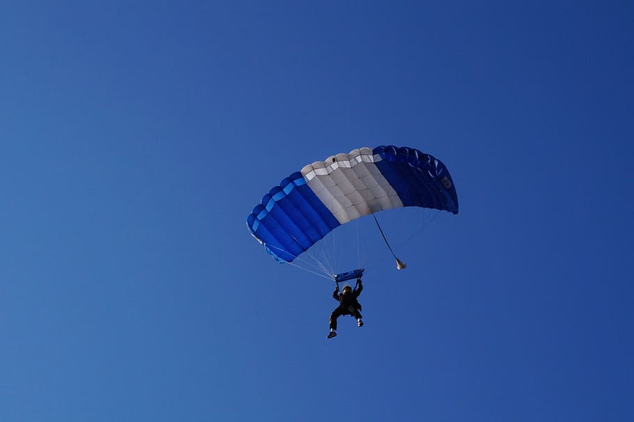 El Salvador, Parachute, Falling Down, sky, air, sport, blue sky, person flying, fall, extreme sports