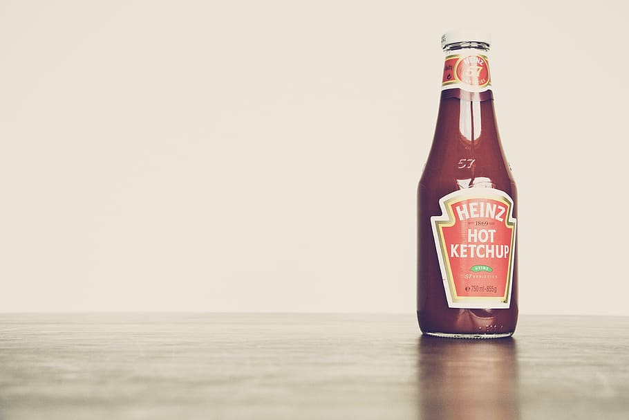 heinz, hot, ketchup bottle, ketchup, red, ketchup tomato sauce, french fries, fast food, unhealthy, food