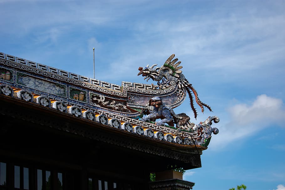 vietnam, hoi an, hue, temple, dragon, asia, edificio, históricamente, arquitectura, antigua