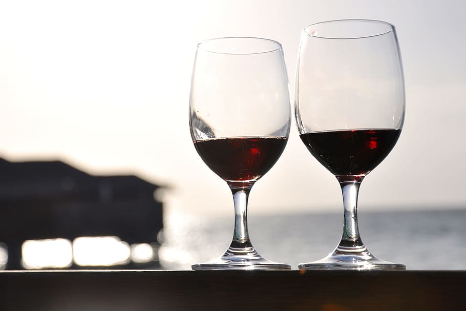 selective, focus photography, two, wine glasses, red, liquid, selective focus, photography, wine, maldives
