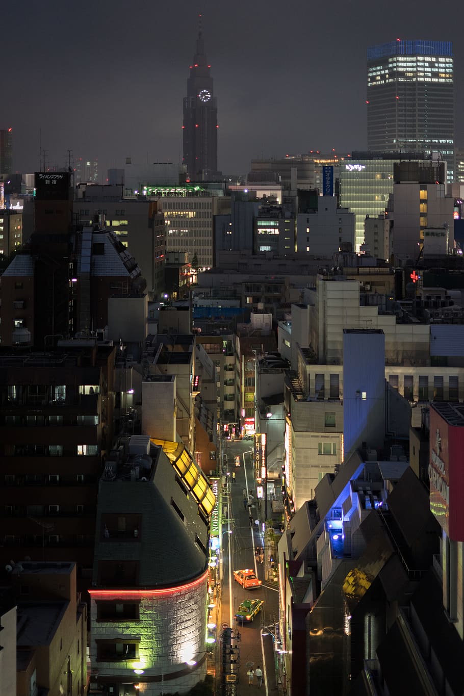 Street, Night, Lights, Asia, Car, Japan, night, lights, shinjuku, street photography, taxi tokyo