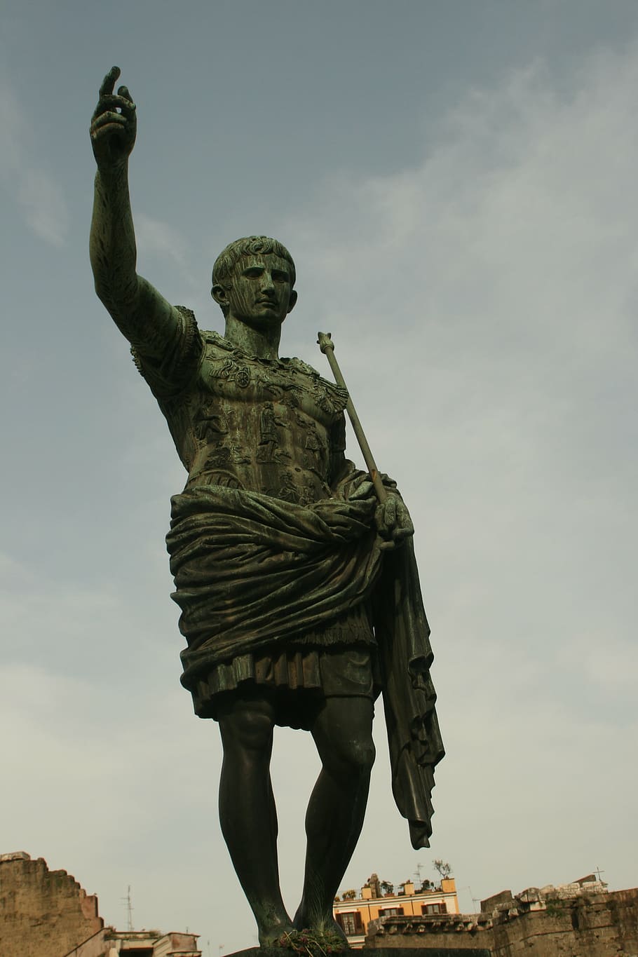 low-angle photography, man, concrete, statue, gaius iulius caesar, emperor, monument, roman, caesar, julius