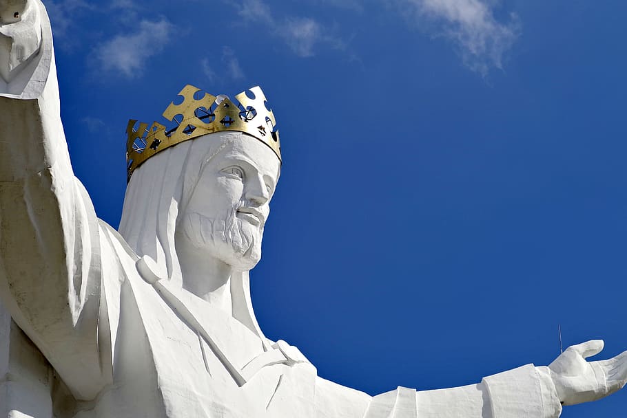jesús, escultura, enorme, el más grande, blanco, rey, corona, religión, dios, catolicismo