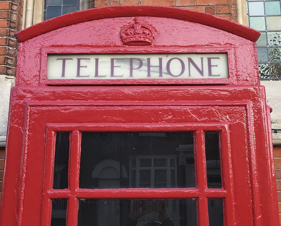 Caixa de telefone, Vermelho, Telefone, Britânico, vintage, rua, telefone Booth, Londres - Inglaterra, Inglaterra, Reino Unido
