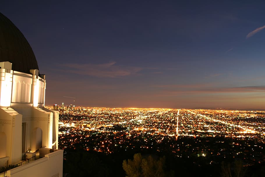 aéreo, fotografía, luces de la ciudad, centro de la ciudad, observatorio, ciudad, horizonte, paisaje urbano, vista, urbano
