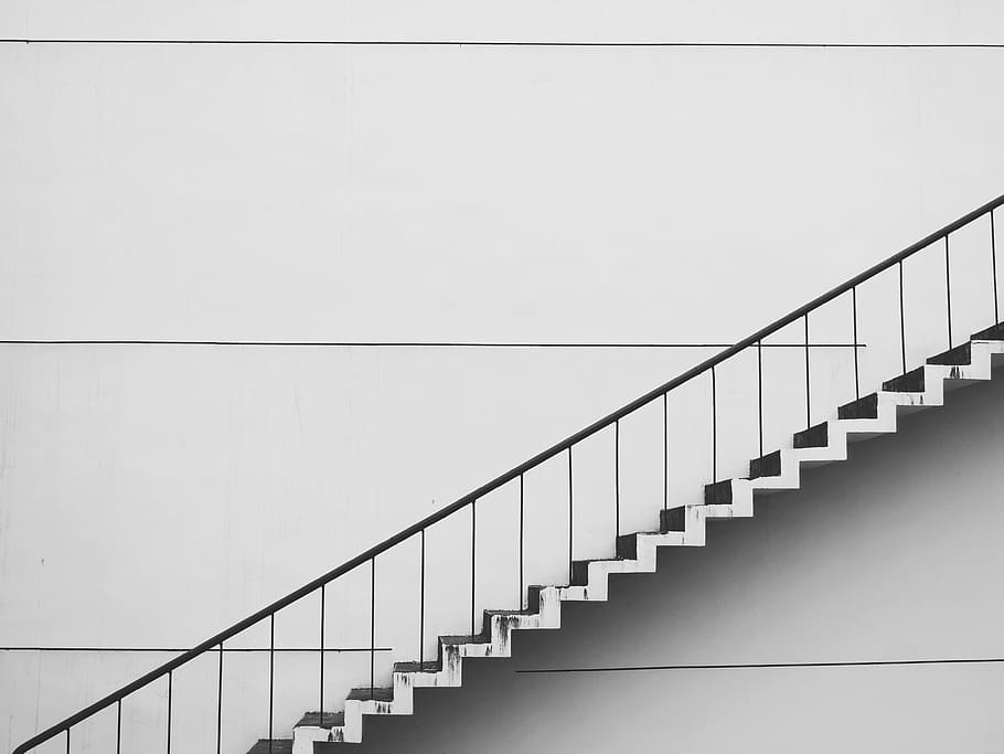 white, black, staircase, the scenery, building, photography, railing, steps and staircases, day, close-up