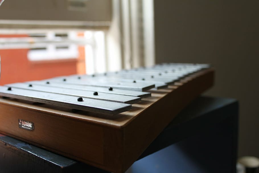 selective, focus photography, glockenspiel, xylophone, notes, music, keys, musical, instrument, sound