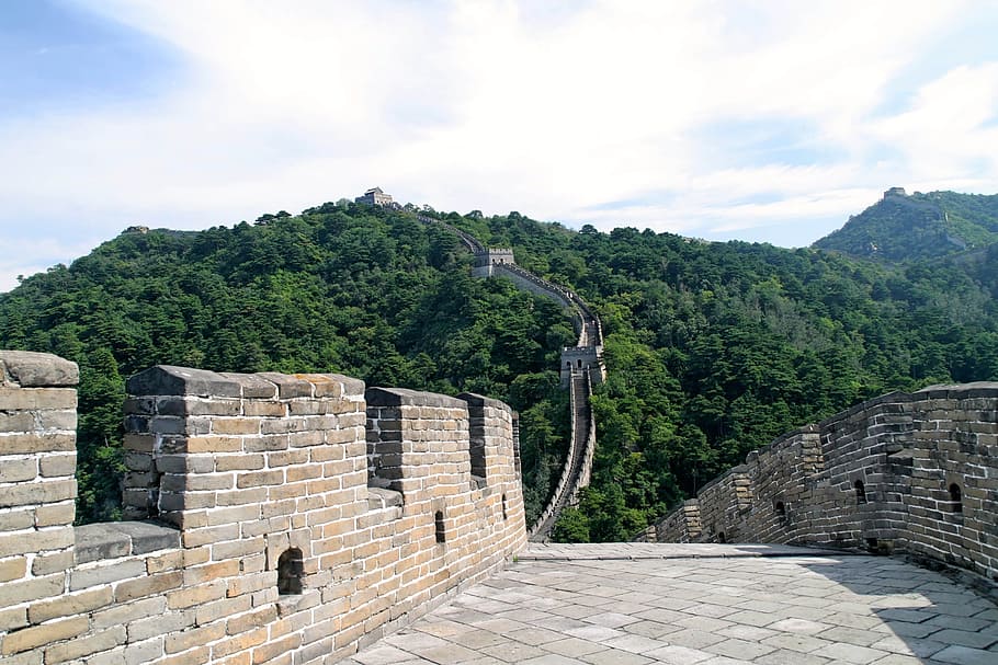 hebat, dinding, china, siang hari, tembok besar Cina, cina, besar, tembok besar, tempat menarik, bangunan
