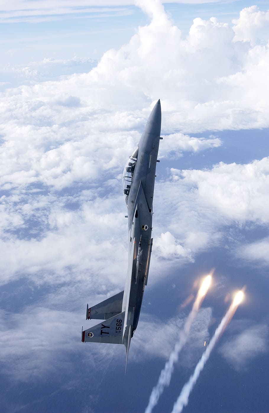 gray, aircraft, mid-air, daytime, air force, fighter jet, battle hunter, launch, vertical, f 15