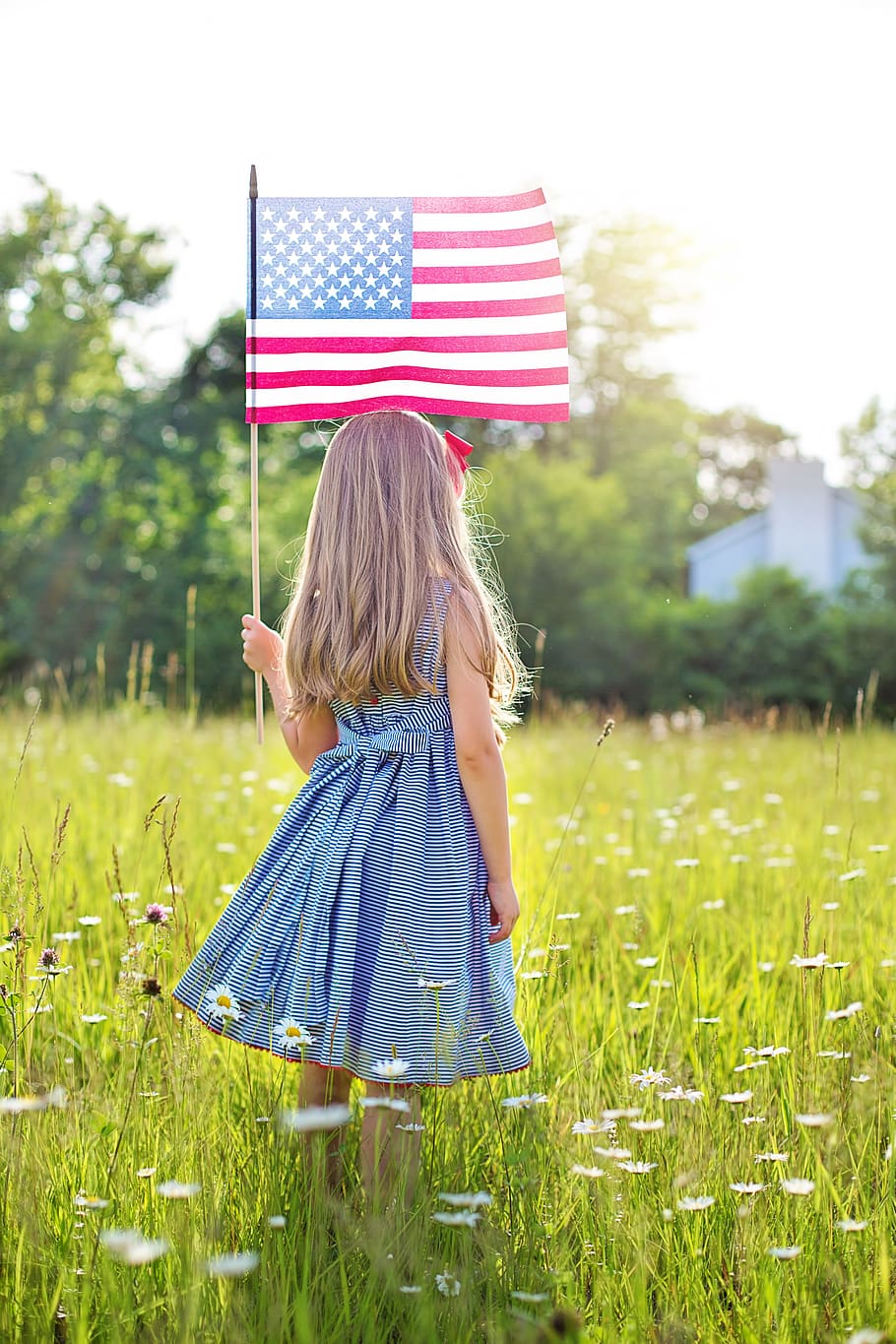 fourth of july, 4th of july, independence day, independence, flag, little girl, celebration, usa, america, holiday