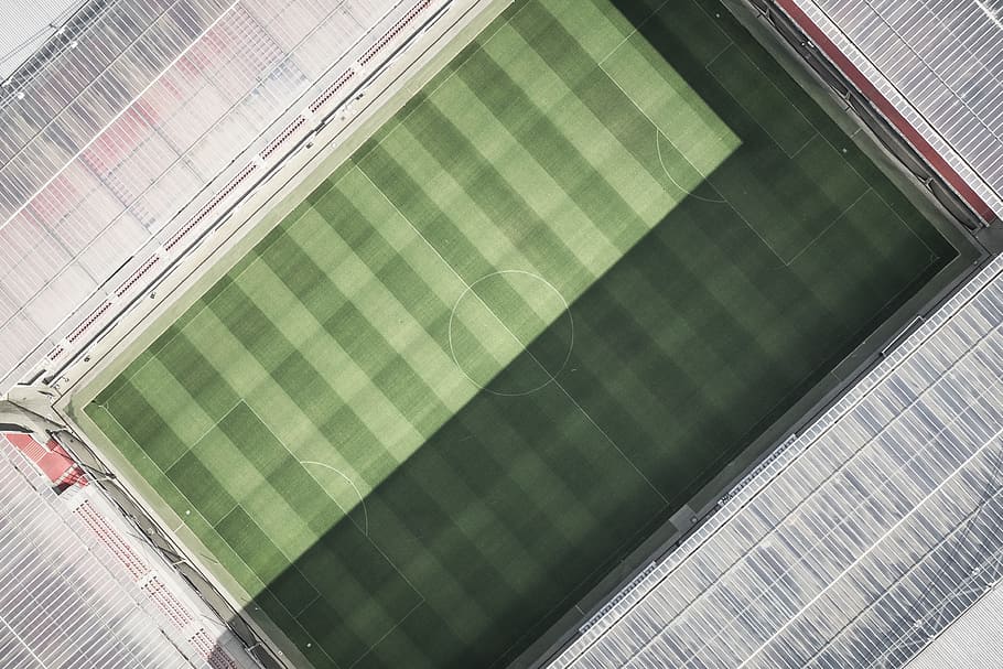 aerial, view, stadium, arena, aerial view, football, soccer, sports, field, grass