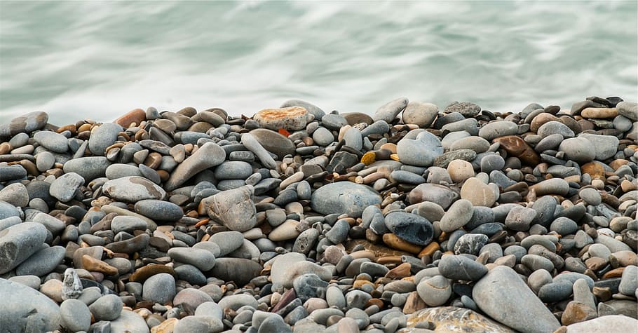 depth, field photography, sea shore pebbles, sea wave, depth of field, photography, sea shore, pebbles, beach, brown