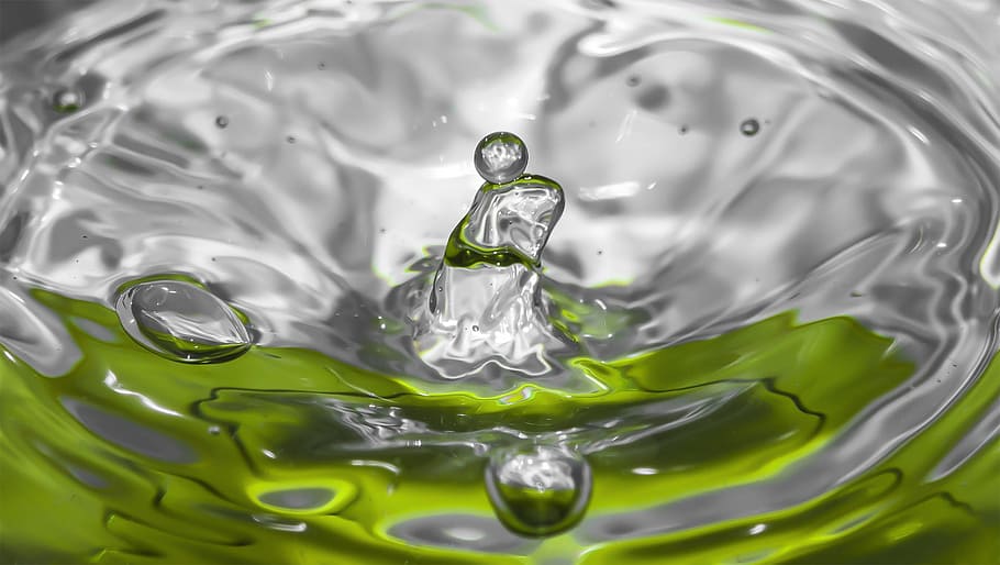 drop, water, Short-Term, Exposure, Drop Of Water, short-term exposure, dishwashing liquid, green, flash, abstract