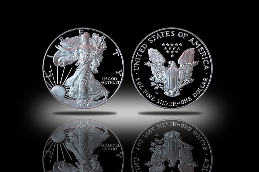 silver, coin, proof silver eagle, numismatic, investment, silver eagle, bullion, money, value, reflection