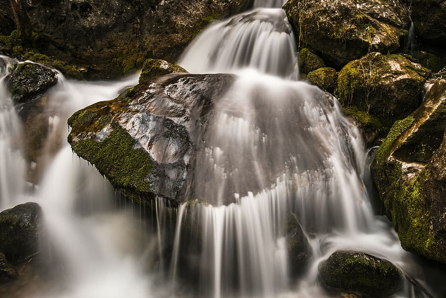 air terjun, air, bach, sungai, alam, aliran, lanskap, perairan, murmur, jelas