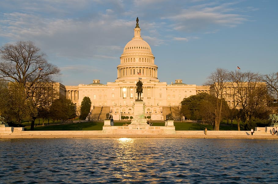 white house, washington, capitol, washington, us, america, water, city, history, sunset, washington DC