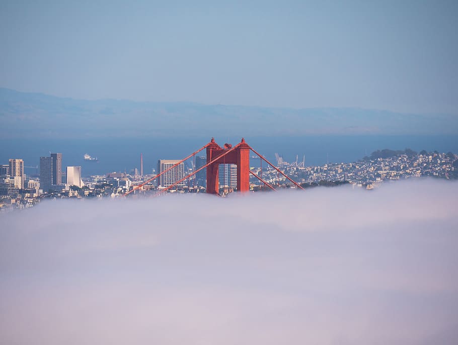 Golden Gate, puente, infraestructura, vista, viaje, azul, cielo, hito, arquitectura, ciudad