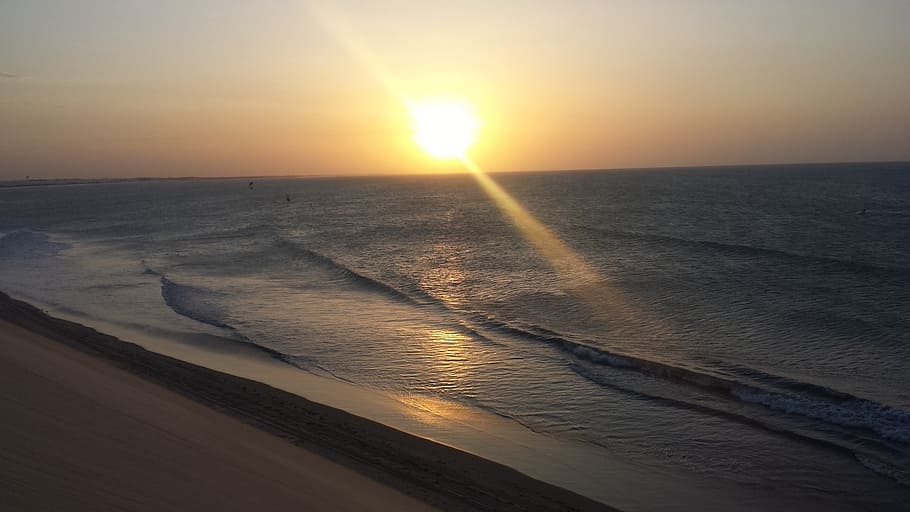 duna, jericoacoara, ceara, puesta de sol, mar, cielo, agua, horizonte, horizonte sobre el agua, pintorescos - naturaleza