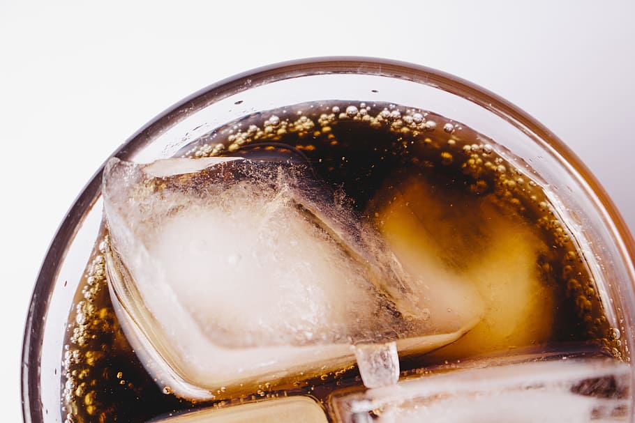 soda, glass, ice cubes, cola, drink, carbonate, sodas, junk, beverage, herb
