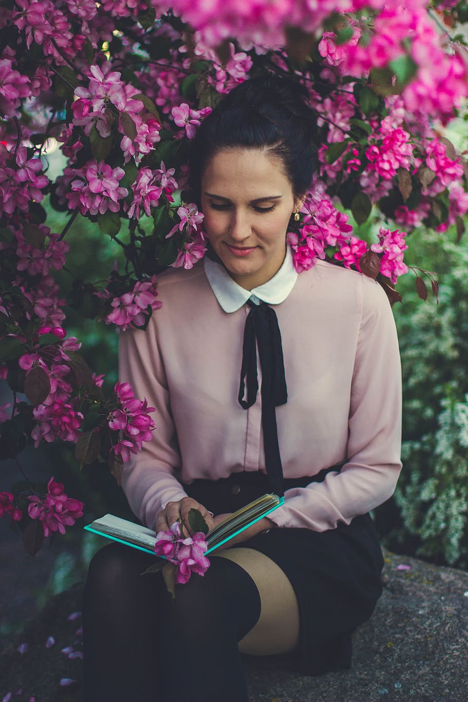 people, girl, woman, sitting, reading, book, alone, fashion, clothing, nature