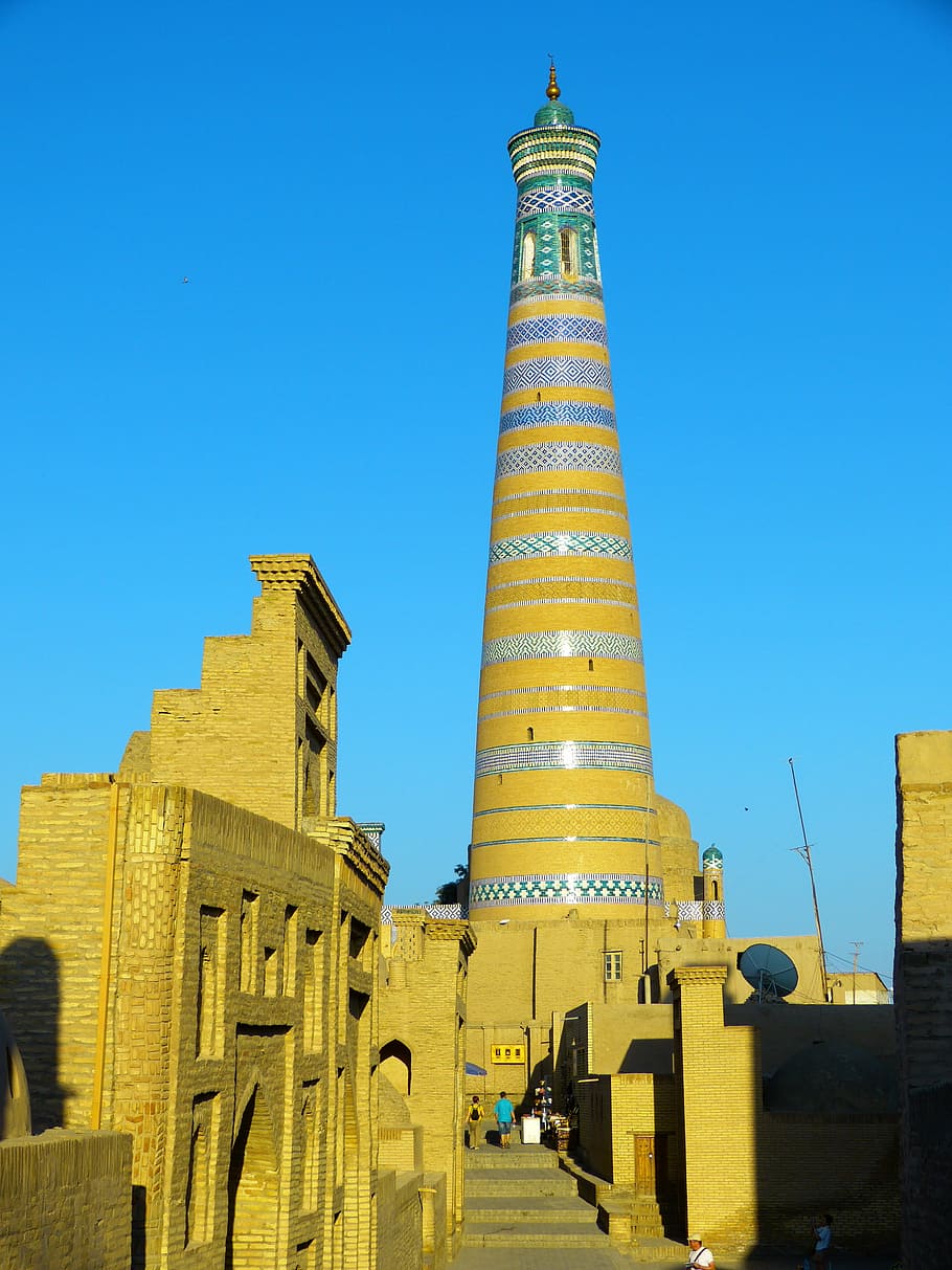 khiva, kihva, minaret, chodja islam minaret, unesco world heritage, museum city, abendstimmung, uzbekistan, architecture, famous Place