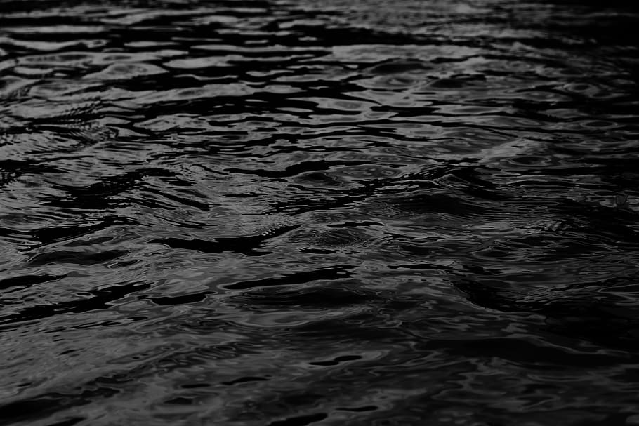 black, dark, water surface, texture, smooth, calm, water waves, wave, gloomy, darkness