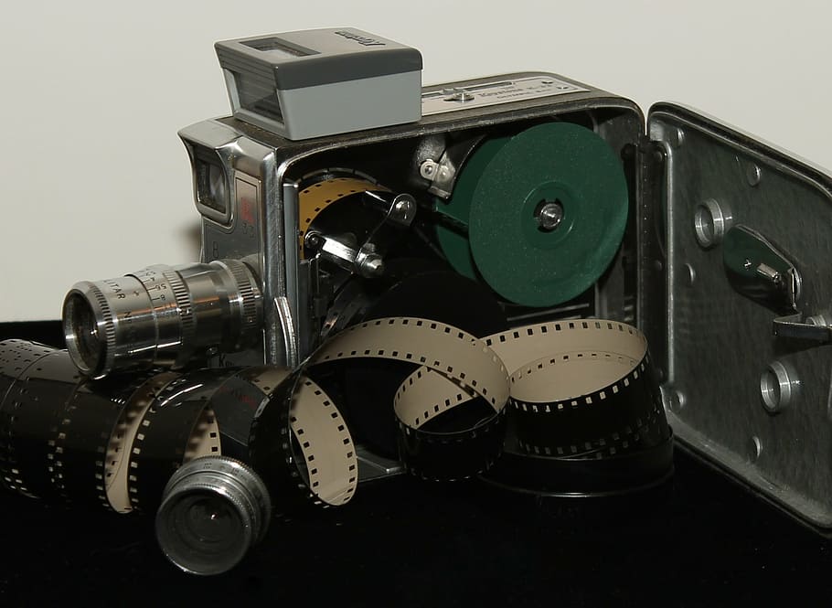 antiguidade, câmera, filme, lentes, trapezoide, olímpico, k-33, 8 mm, kodachrome, arte cultura e entretenimento