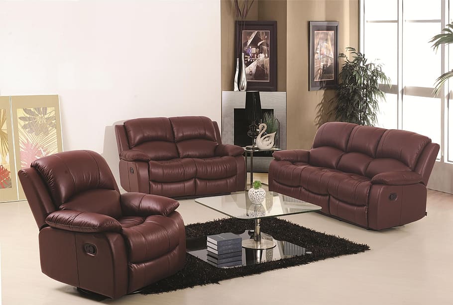 brown, leather, sectional, couch, white, flooring, sofa, three pc sofa, leather sofa, lounge suite