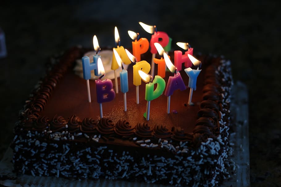 shallow, focus photography, happy birthday, cake, candle, celebration, birthday, decoration, flame, dessert
