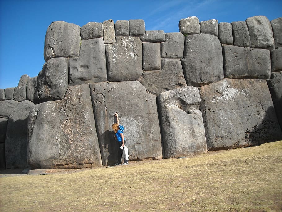 sacsayhuaman, peru, landscape, wonder, stone, wall, one person, leisure activity, full length, sky