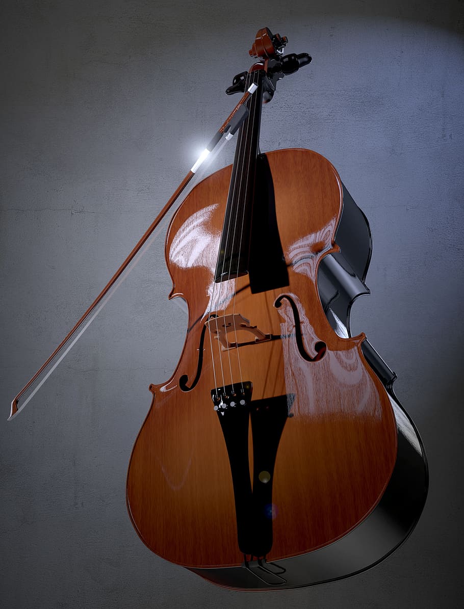 brown, violin, bow, cello, strings, stringed instrument, arch, wood, instrument, classical music