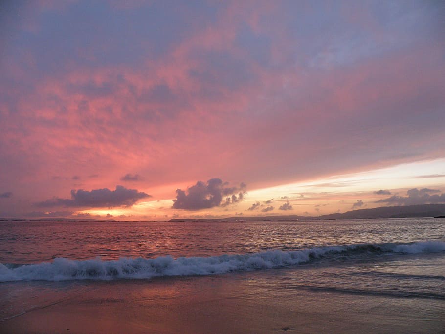 Playa, mar, puesta de sol, nubes, cielo, costa, océano, costero, pintorescos, reflexión