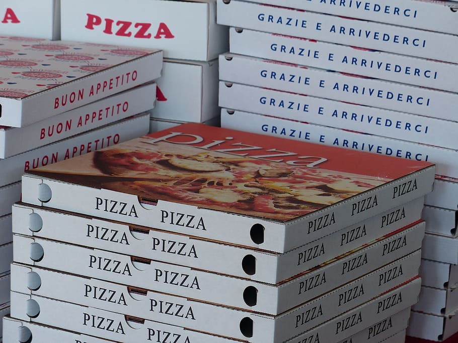 banyak kotak pizza, Pizza, kotak, kotak pizza, layanan pizza, transportasi pizza, kotak transportasi, Italia, pengiriman, layanan pengiriman