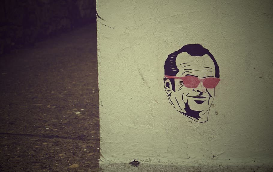 mafia, arte callejero, pared, graffiti, hombre, cara, gafas de sol, gafas, gángster, ladrón