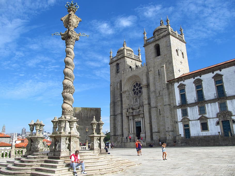 person, sitting, statue, porto, portugal, city, church, travel, architecture, built structure
