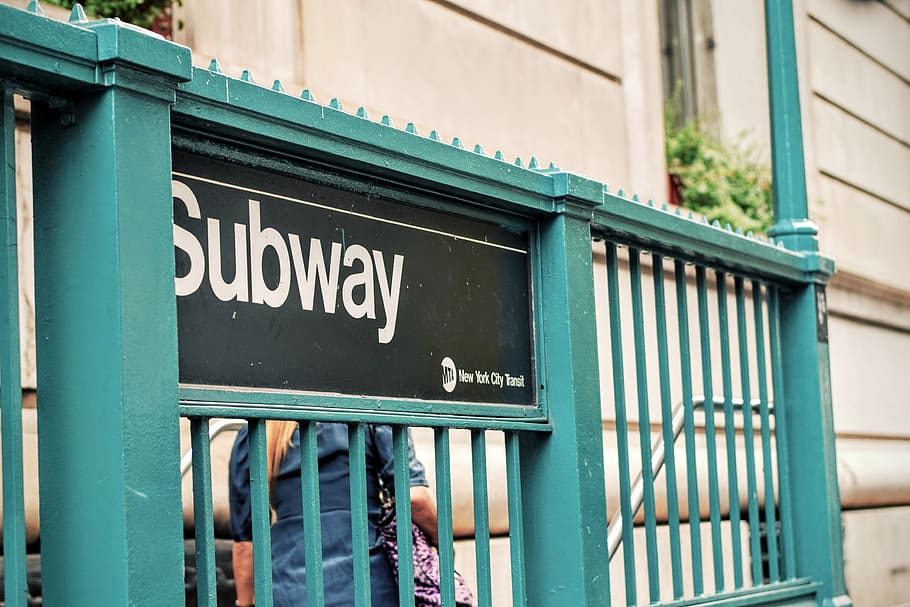 pessoas, mulher, metrô, estação, trem, trilha, escadas, urbano, cidade, nova york