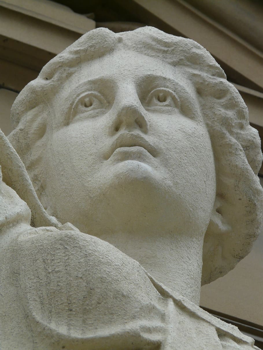 woman, statue, figure, gypsum, white, animal, face, portrait, close, chalk figure