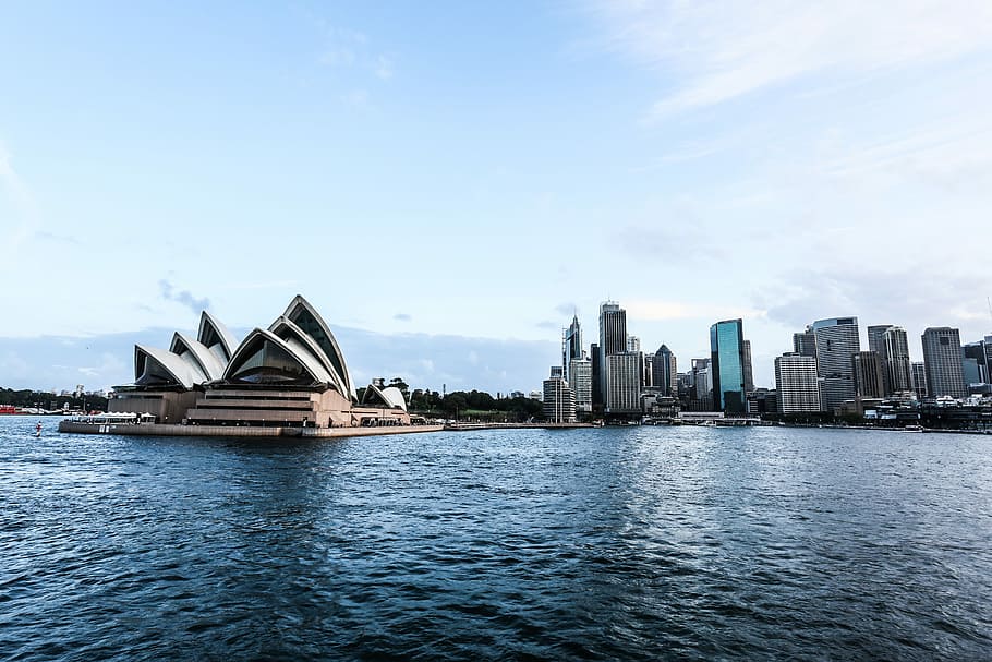 Australia, Sydney, Opera, Blue Day, Baiyun, lanskap, langit, bangunan, pemandangan, biru
