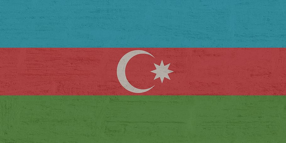 아제르바이잔, 깃발, 예술과 공예, 녹색, 독창성, 아니 사람, 빨간, 벽-건물 특징, 클로즈업, 푸른
