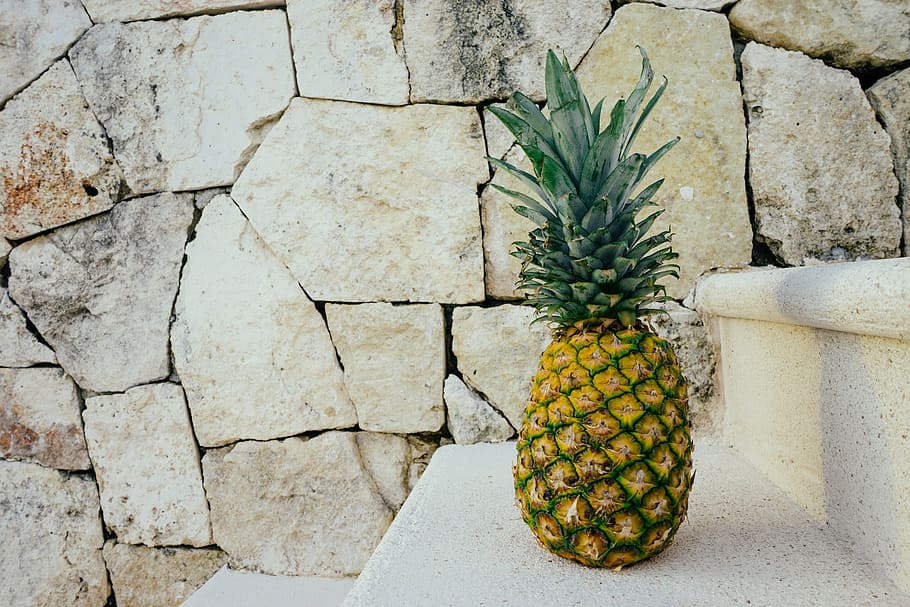 pineapple fruit, stairs, fruit, golden, pineapple, stone, summer, summer vibes, summertime, tropical