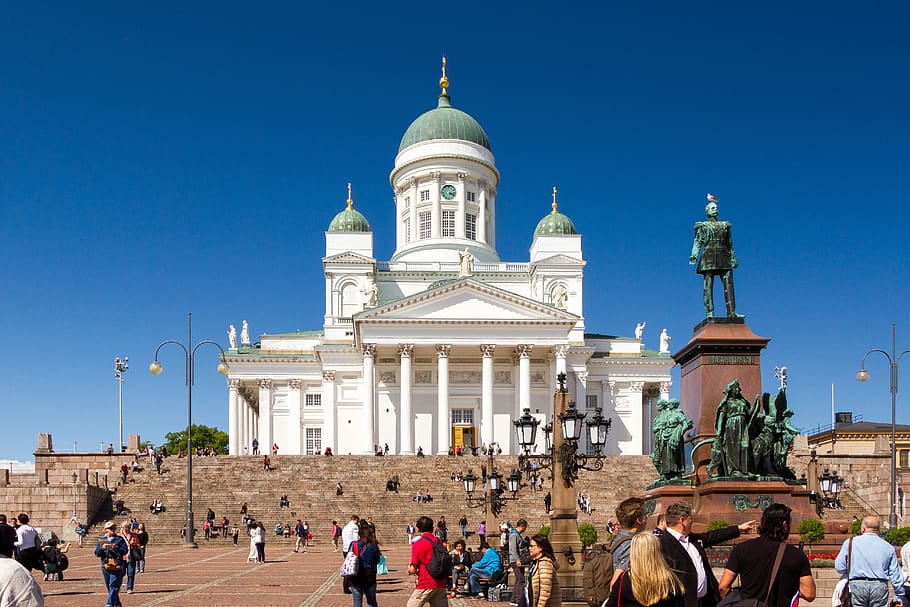 helsinki, dom, iglesia, finlandia, verano, lugares de interés, turistas, arquitectura, exterior del edificio, cielo