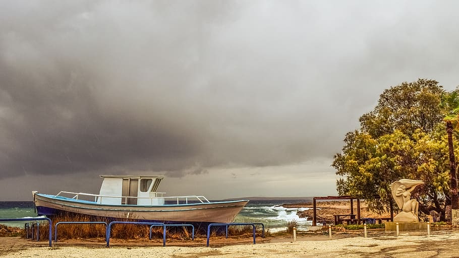 키프로스, 아이 아 나파, ammos tou kampouri, 해변, 폭풍, 비오는 날, 11 월, 가을, 풍경, 하늘