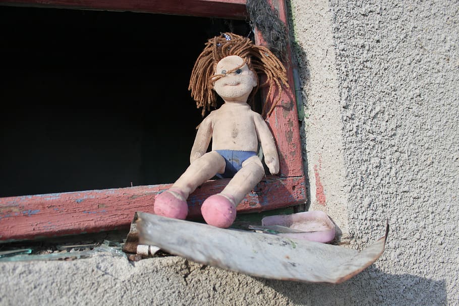 doll, toys, ugly, old, abandoned, childhood, girl, children, dirty, orphan