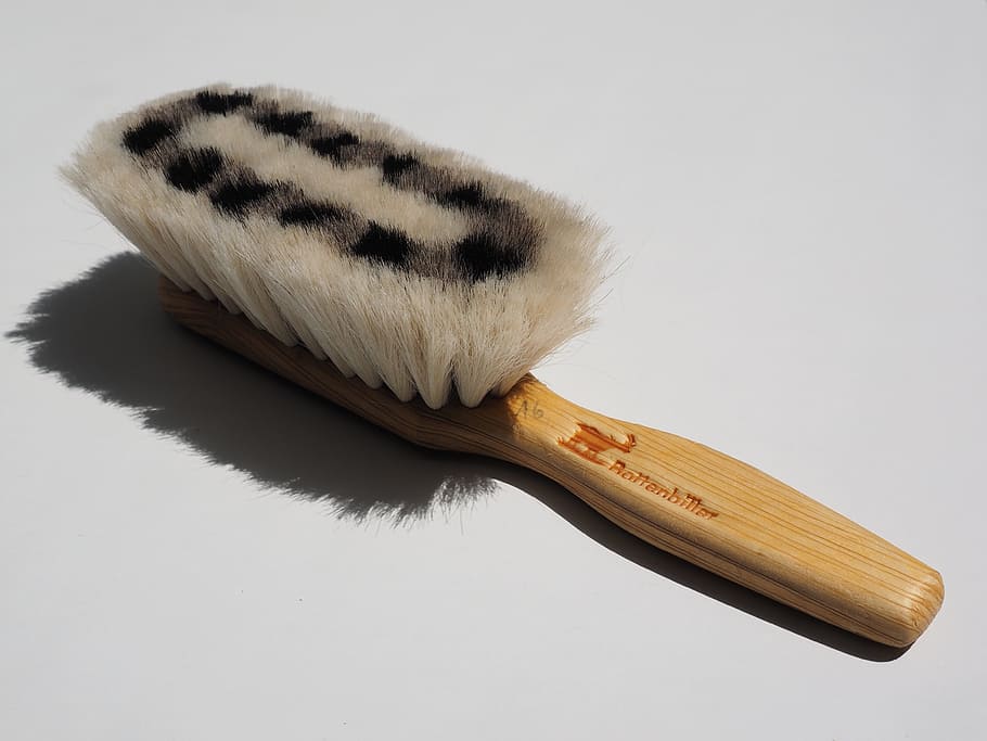 brown, wooden, handle, brush, goat hair brush, goat hair, clean, wipe, feather duster, food