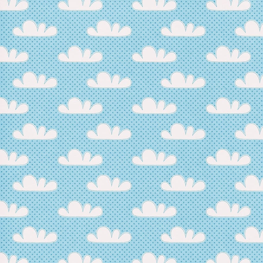 blue, white, textile, background, clouds, backgrounds, pattern, vector, illustration, seamless
