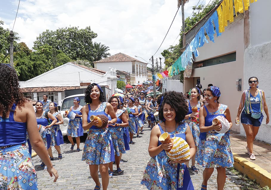 olinda, carnaval, calle, vestuario, celebracion, mujer, fantasia, festival, pernambuco, tradicional