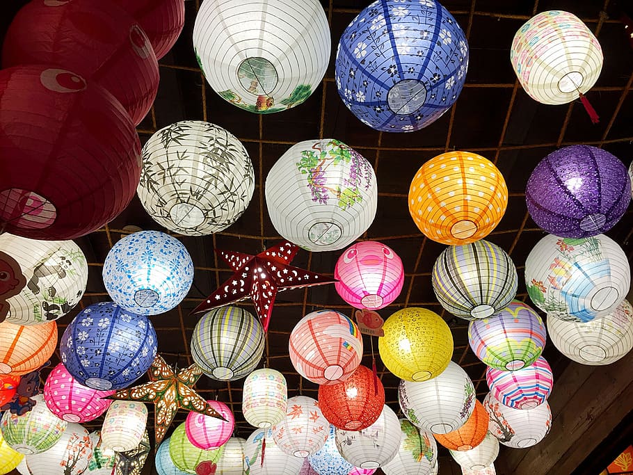 assorted, round pendant lamps, china, antiquity, lantern, night, lantern festival, cultures, hanging, decoration