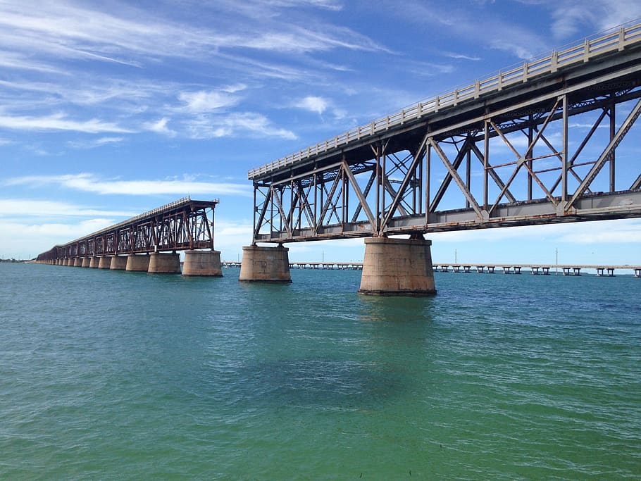 bridge, sea, sky, florida, key west, railway, america, built structure, architecture, water